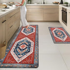 Arttown Kitchen Mats for Floor 2Pcs-Anti Fatigue Non Slip Mats for Kitchen Floor, Cushioned Waterproof & Stain-Resistant Boho Stripe Mat Set