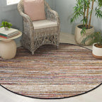 SAFAVIEH Cape Cod Collection Area Rug - 6' Round, Pink & Beige, Handmade Denim & Jute, Ideal for Living Room, Bedroom, Home Office, Dining Space (CAP153U-6R)