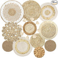LOMOHOO Set of 11 Boho Wall Basket Decor Wicker Woven Wall Basket Decorations Bohemian Handcrafted Round Basket Hanging decor Bulrush Wall Art Decors for Living Room Rustic Home