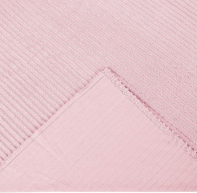 Better Trends Chenille Bedspreads King Size, Pink 100% Cotton Chenille Stripe Design Tufted Bedding Coverlet Soft Lightweight, 120"x110" with 2 King Sham 3 Pieces Set Jullian Collection