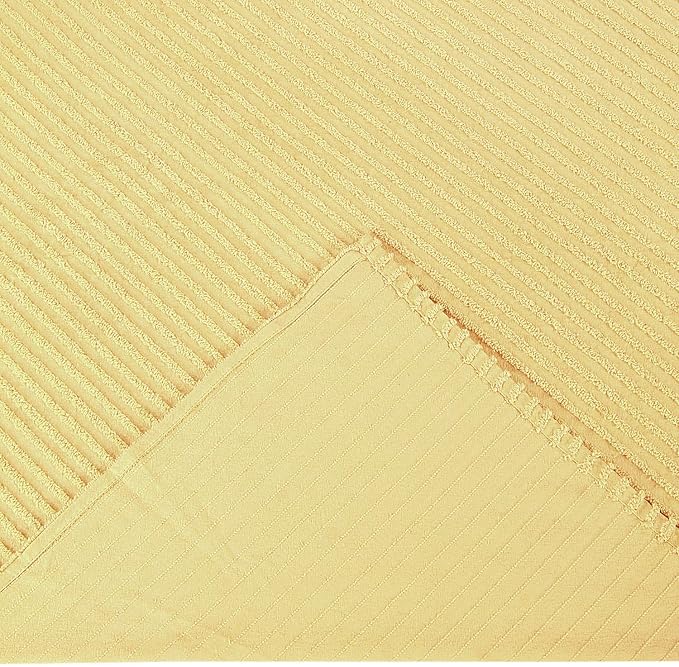 Better Trends Chenille Bedspreads Full/Double Size, Yellow 100% Cotton Chenille Stripe Design Tufted Bedding Coverlet Soft Lightweight, 96"x110" with 2 Sham, 3 Pieces Set Jullian Collection