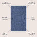JONATHAN Y Pata Hand Woven Chunky Jute Navy Indoor Area Rug, 12x15, Bohemian, Rustic, Cottage, Easy-Cleaning for Living Room, Bedroom, Kitchen, Non-Shedding (NRF102D-15)