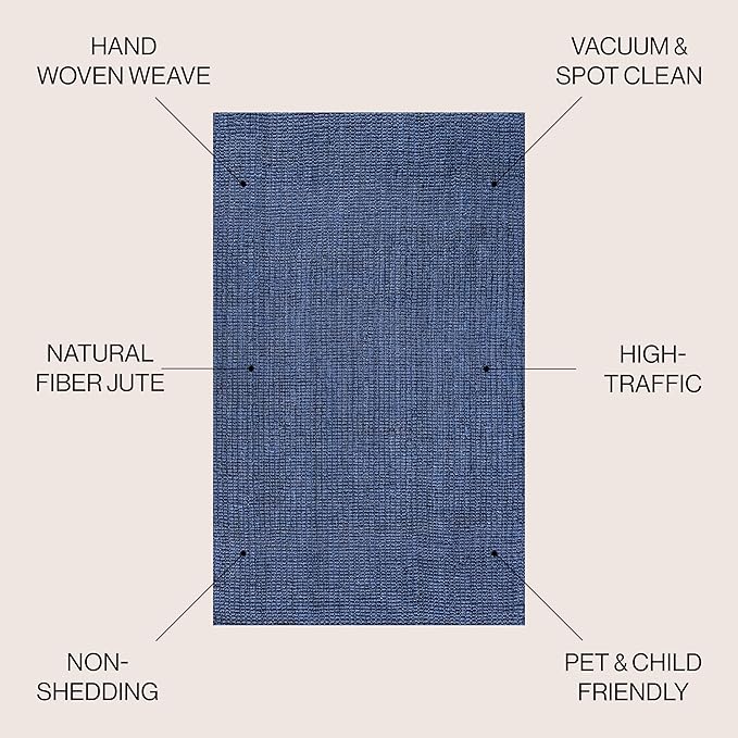 JONATHAN Y Pata Hand Woven Chunky Jute Navy 9x9 Square Indoor Area Rug, Bohemian, Rustic, Cottage, Easy-Cleaning for Living Room, Bedroom, Kitchen, Non-Shedding (NRF102D-9SQ)