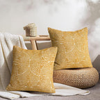 AELS Boho Decorative Textured Throw Pillow Covers 18x18, Organic Modern Mid Century Rainbow Tufted Pillow Case, Farmhouse Rustic Geometric Woven Cushion Case for Bed Couch Sofa, Mustard Yellow