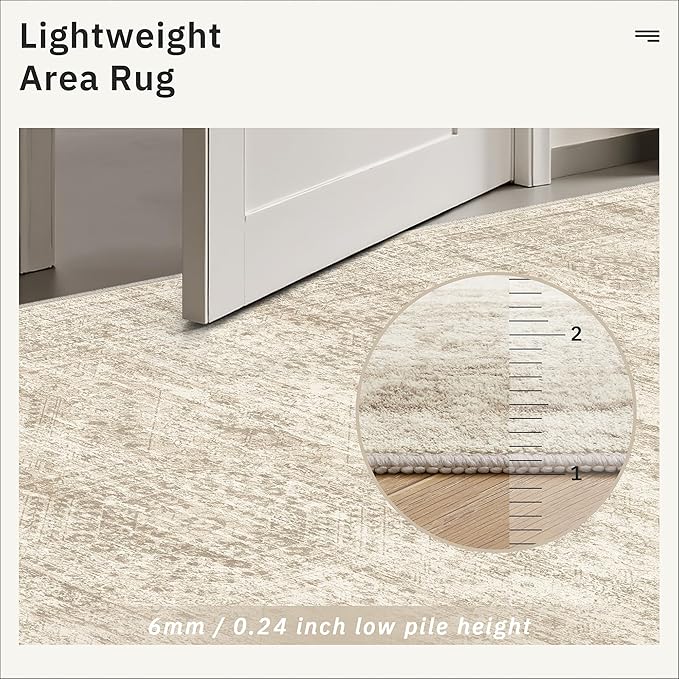 Hallway Runner Rug 3x18 - Kitchen Rugs 18ft Washable Entryway Rug Vintage Kitchen Runners Non Slip Farmhouse Indoor Carpet Runner for Living Room Bedroom, Beige