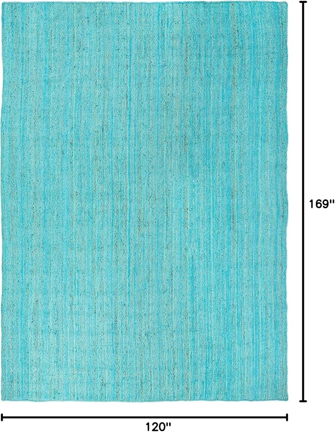 Unique Loom Braided Jute Collection Area Rug - Dhaka (10' x 14' 1" Rectangle, Turquoise)