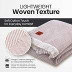 Gold Case Throw Blanket for Bed - 100% Recycled Turkish Cotton Blanket - Elegant Lightweight Soft Throw Blankets for Bed & Living Room - Queen Size Cozy Blankets - 90x90 - Beige