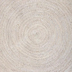 HOMEMONDE Handwoven Jute Area Rug - 3 feet Round Natural Yarn Loom Braided Rug - Eco-Friendly Boho Farmhouse Reversible Design for Bedroom, Living Room, and Kitchen (Off-White)