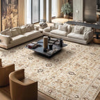 Washable Rugs for Living Room: 10x14 Area Rugs for Bedroom Ultral Soft Non-Slip Stain Resistant Vintage Boho Large Carpet for High-Traffic Dining Room - Farmhouse Decor