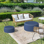 LVTXIII Inflatable Stool Ottoman Footrest with Handle, All Weather Footrest Seat, Indoor or Outdoor Pouf for Home Patio Garden and Camping Use, D31 xH14, Large Round, Navy Textured
