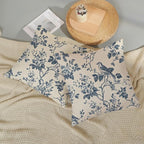 Chinoiserie Pillow Covers 18x18 Inch Set of 2 Blue Floral Bird Throw Pillows Vintage Blue Flower Decorations Pillow Cases Outdoor Chinoiserie Decor Farmhouse Linen Cushion Cover for Couch Home