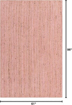 Unique Loom Braided Jute Collection Area Rug - Dhaka (5' 1" x 8' Rectangle, Light Pink)