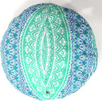 CRAFT KALA Green Ombre Large Hippie Mandala Meditation Floor Ottoman Pillow Cushion Pouf Cover Square Poufs Bohemian Circle Floor Cushion Case Outdoor Fireplace Yoga Living Room Decor Cover 18" Round