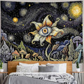 Yeoiat Tapestry Cosmic Flower Tapestries Mushroom Landscape Wall Hanging Starry Night Visionary Botanical Art Decor Bedroom Dormitory 90"x70"