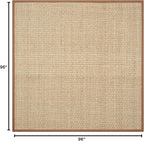 SAFAVIEH Area Rug 8' Square - Natural Fiber Collection - Large - Natural & Brown, Seagrass, Basketweave Pattern with Border (NF114B)
