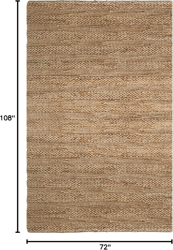 SAFAVIEH Area Rug 6x9 - Natural Fiber Collection - Natural, Handmade Jute, Braided Woven Design, Ideal for Living Room, Bedroom (NF212A)