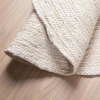 Hausattire Hand Woven Jute Braided Rug, 3’ Round – Off White, Reversible Boho Entry Area Rugs for Kitchen, Living Room I Farmhouse Decorative Floor Rug, 3 Feet Round