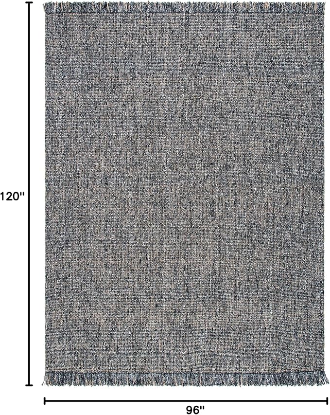SAFAVIEH Area Rug 8x10 - Natural Fiber Collection - Large - Charcoal & Natural, Handmade Woven Jute, Fringe Detail, Ideal for Living Room, Bedroom, Dining Space (NF826H)