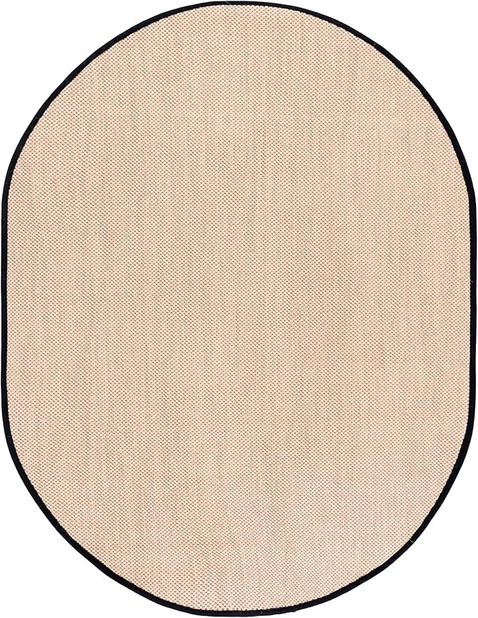 SAFAVIEH Area Rug 6x8 Oval - Natural Fiber Collection - Maize & Black, Sisal, Woven Design with Border (NF141A)