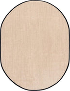SAFAVIEH Area Rug 6x8 Oval - Natural Fiber Collection - Maize & Black, Sisal, Woven Design with Border (NF141A)
