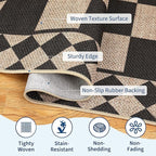 GarveeHome Checkered Jute Runner Rug 2x6 Kitchen Runner Rugs Indoor Outdoor Entryway Rug Non-Slip Washable Jute Rugs for Hallway Non Shedding Neutral Carpet for Bedside Front Door Porch, Natural