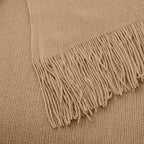 Vonty Light Brown Knitted Blanket with Tassels Fringe 50" x 60", Super Soft Knit Throw Blanket, Farmhouse Decorative Lightweight Blanket for Couch, Sofa, Bed