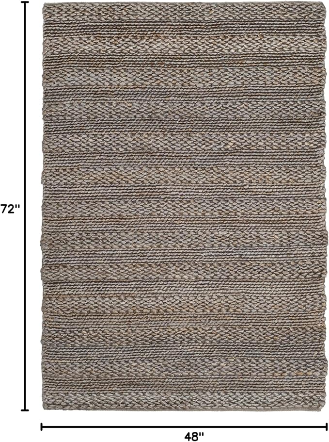 SAFAVIEH Area Rug 4x6 - Natural Fiber Collection - Beige, Handmade Jute, Braided Woven Design, Ideal for Entryway, Living Room, Bedroom (NF212B)