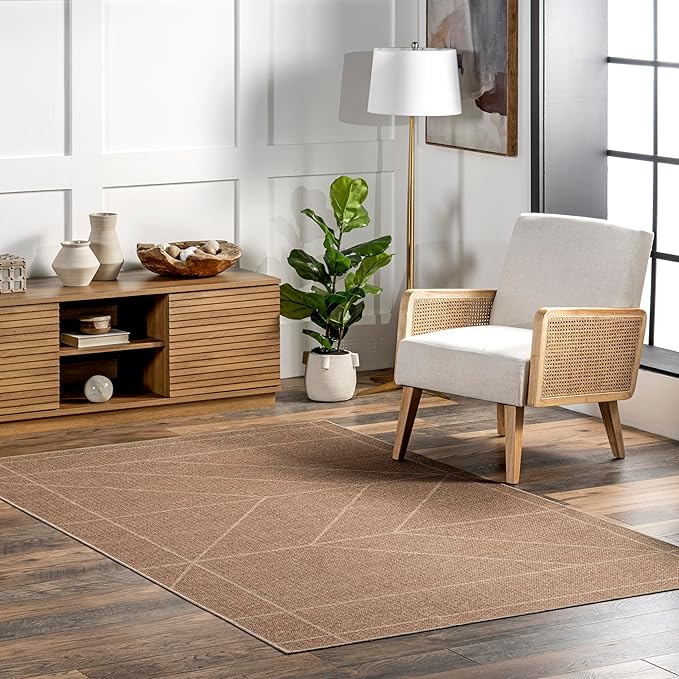 Nuloom SpinClean Ellen Natural, 4' x 6', Solid, Soft and Textured, High Traffic, Stain Resistant, Easy Clean, Durable, Machine Washable Area Rug for Bedroom, Living Room, Dining Space, Entryway
