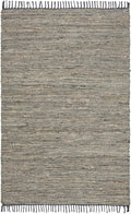 SAFAVIEH Area Rug 8x10 - Vintage Leather Collection - Large - Grey, Handmade Boho Fringe Leather & Jute, Ideal for Living Room, Bedroom, Dining Space (VTL203F)