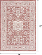 Rugs.com Outdoor Aztec Collection Rug – 7' x 10' Rust Red Flatweave Rug Perfect for Living Rooms, Large Dining Rooms, Open Floorplans