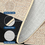 GarveeHome Easy Jute Rugs 2x8 Checkered Kitchen Runner Rugs Non Skid Washable Stain Resistant Indoor Outdoor Rugs for Living Room, Bedroom, Dining, Patio - Farmhouse Style Black
