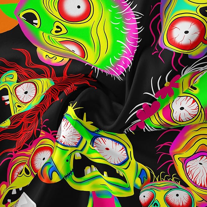 Horror Tapestry Blacklight Tapestry for Bedroom Zombie Crowd Around Tapestries UV Reactive Poster Glow in the Dark Walker Undead Ghoul Tapestries Wall Hanging Halloween Decor Scary Room Decor 59"x51"