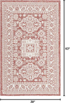 Rugs.com Outdoor Aztec Collection Rug – 3' x 5' Rust Red Flatweave Rug Perfect for Living Rooms, Large Dining Rooms, Open Floorplans