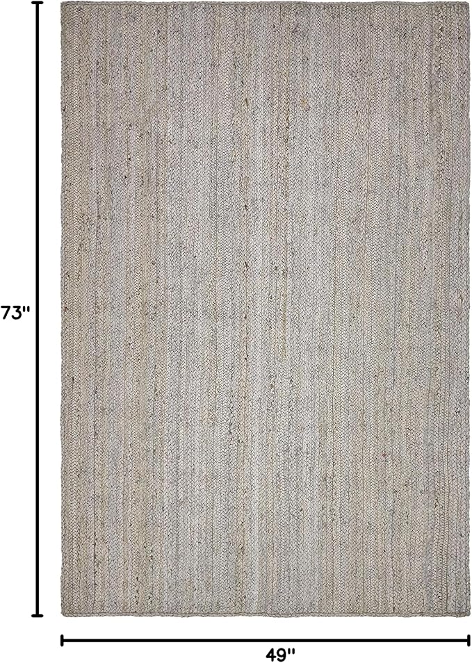 Unique Loom Braided Jute Collection Area Rug - Dhaka (4' 1" x 6' 1" Rectangle, Gray)