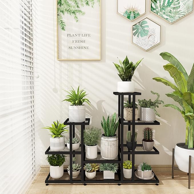 Corner Plant Stand Indoor 5 Tier 16 Potted Metal Plant Stands Outdoor Flower Shelf Heavy Duty Pot Holders for Patio Balcony Garden Living Room Home Decor (5-Tier 16 Potted)