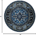 SAFAVIEH Vintage Hamadan Collection Area Rug - 8' Round, Blue & Grey, Traditional Persian Design, Non-Shedding & Easy to Clean, Ideal for Living Room, Bedroom, Dining Space (VTH211N)