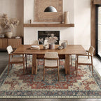 GENIMO 10x14 Area Rugs for Living Room, Machine Washable Non Slip Vintage Rugs, Low Pile Lightweight Chenille Print Rug for Bedroom, Dining Room, Home Office,Bordeaux
