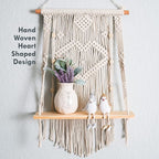 SnugLife Macrame Wall Hanging Shelf - Tier Wall Shelves with Handmade Woven Rope - Boho Shelves Organizer Hanger for Kitchen, Bathroom, Home Storage, Floating Indoor Plant Wall Shelf (1 Tier)