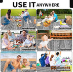 Picnic Blankets Outdoor Extra Large-Waterproof Picnic Blanket with Shoulder Carry Strap | Machine Washable Picnic Mat with Sandproof Backing for Park , Grass, Camping, Hiking, Concerts (Black)