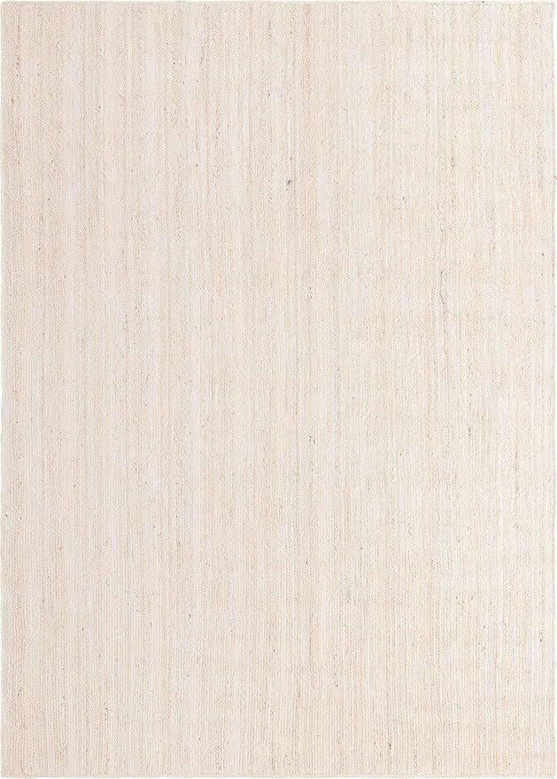 Unique Loom Braided Jute Collection Area Rug - Dhaka (7' 1" x 10' Rectangle, White)