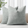 decorUhome Chenille Grey Spring Throw Pillow Covers 20x20 Inch Set of 2, Decorative Soft Couch Pillow Covers Solid Dyed Accent Farmhouse Neutral Square Pillow Cases for Sofa
