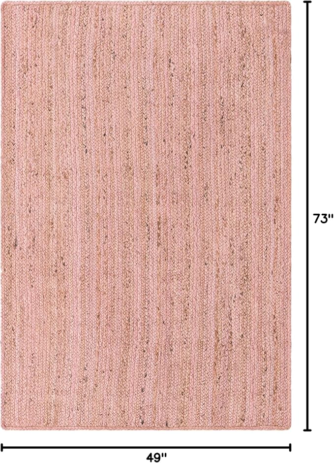 Unique Loom Braided Jute Collection Area Rug - Dhaka (4' 1" x 6' 1" Rectangle, Light Pink)