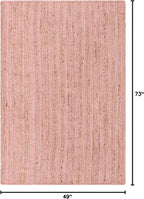 Unique Loom Braided Jute Collection Area Rug - Dhaka (4' 1" x 6' 1" Rectangle, Light Pink)