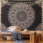 Edeesky Black Mandala Tapestry Wall Hanging Psychedelic Wall Tapestry Aesthetic Indian Hippie Decor Bohemian Art Boho Home Decoration for Bedroom,Living Room,Dorm