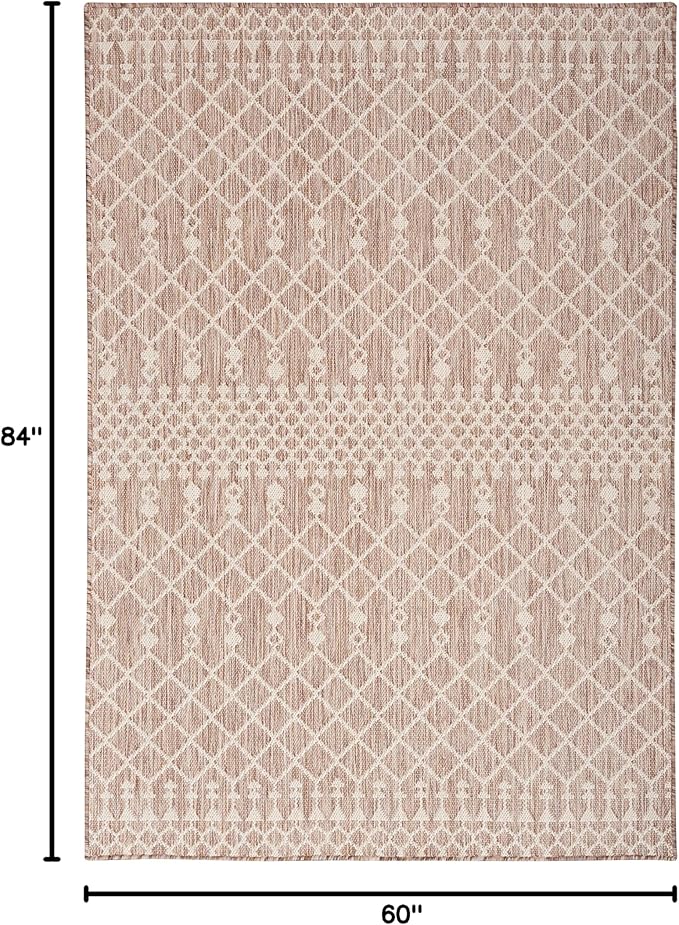 Nourison Home Positano Beige 5' x 7' Area Rug - Easy Clean, Non Shedding, Bed Room, Living Room, Dining Room, Kitchen (5' x 7')