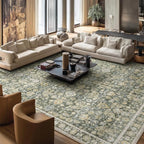 Washable Rugs for Living Room: 10x14 Area Rugs for Bedroom Ultral Soft Non-Slip Stain Resistant Vintage Boho Large Carpet for High-Traffic Dining Room - Farmhouse Decor