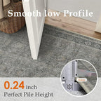 Grey Brown Runner Rug 2x8 Vintage Carpet Hallway Long Indoor Kitchen Washable Living Room Low Pile Traditional Distressed Retro Accent Throw Rug Non Slip Laundry Bathroom Office Dining Room