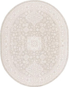 Rugs.com Outdoor Aztec Collection Rug – 8' x 10' Oval Light Gray Flatweave Rug Perfect for Living Rooms, Large Dining Rooms, Open Floorplans