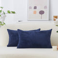 Home Brilliant Throw Pillow Covers 12x20 Decorative Plush Striped Velvet Corduroy Oblong Rectangular Accent Cushion Cover, 12 x 20 inch, Navy Blue