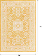 Rugs.com Outdoor Aztec Collection Rug – 7' x 10' Yellow Flatweave Rug Perfect for Living Rooms, Large Dining Rooms, Open Floorplans